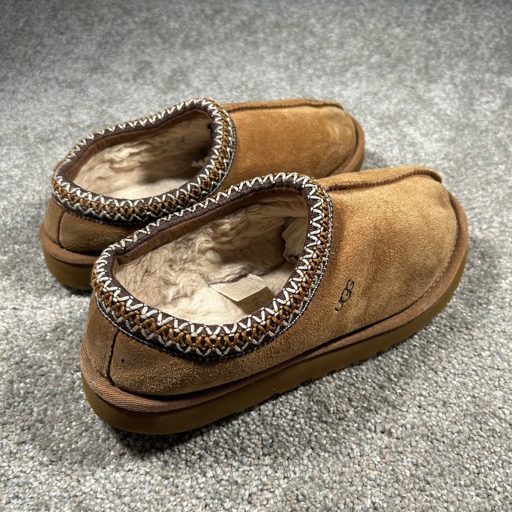 UGG Tasman Suede Slippers Chestnut Brown Embroidered Braid 5955 Womens 8 - Picture 4 of 7